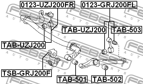 Сайлентблок передней тяги перед прав лев Febest TAB-502 TOYOTA TOYOTA FAW 888₽