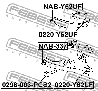 Опора шаровая переднего нижнего рычага перед прав лев Febest 0220-Y62LF 2565₽