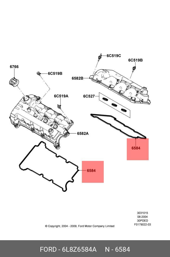 Прокладка клапанной крышки левая - Ford 6L8Z6584A