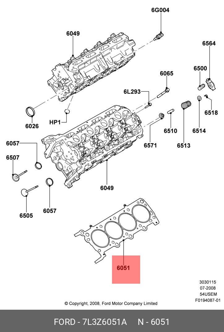 Прокладка гбц - Ford 7L3Z6051A