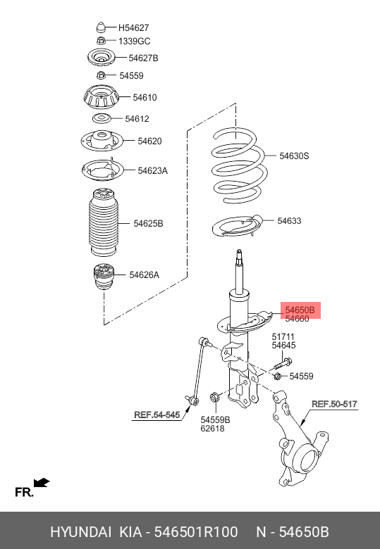 Амортизатор передний левый (546501r000) - Hyundai/Kia 546501R100