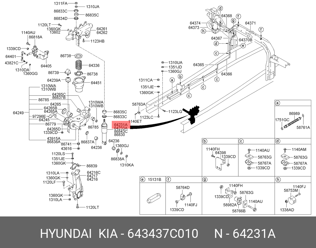 Амортизатор подвески - Hyundai/Kia 643437C010