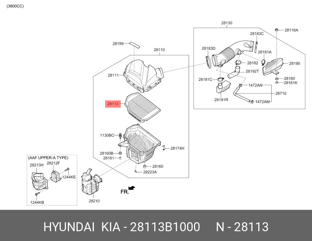 Фильтр воздушный - Hyundai/Kia 28113B1000