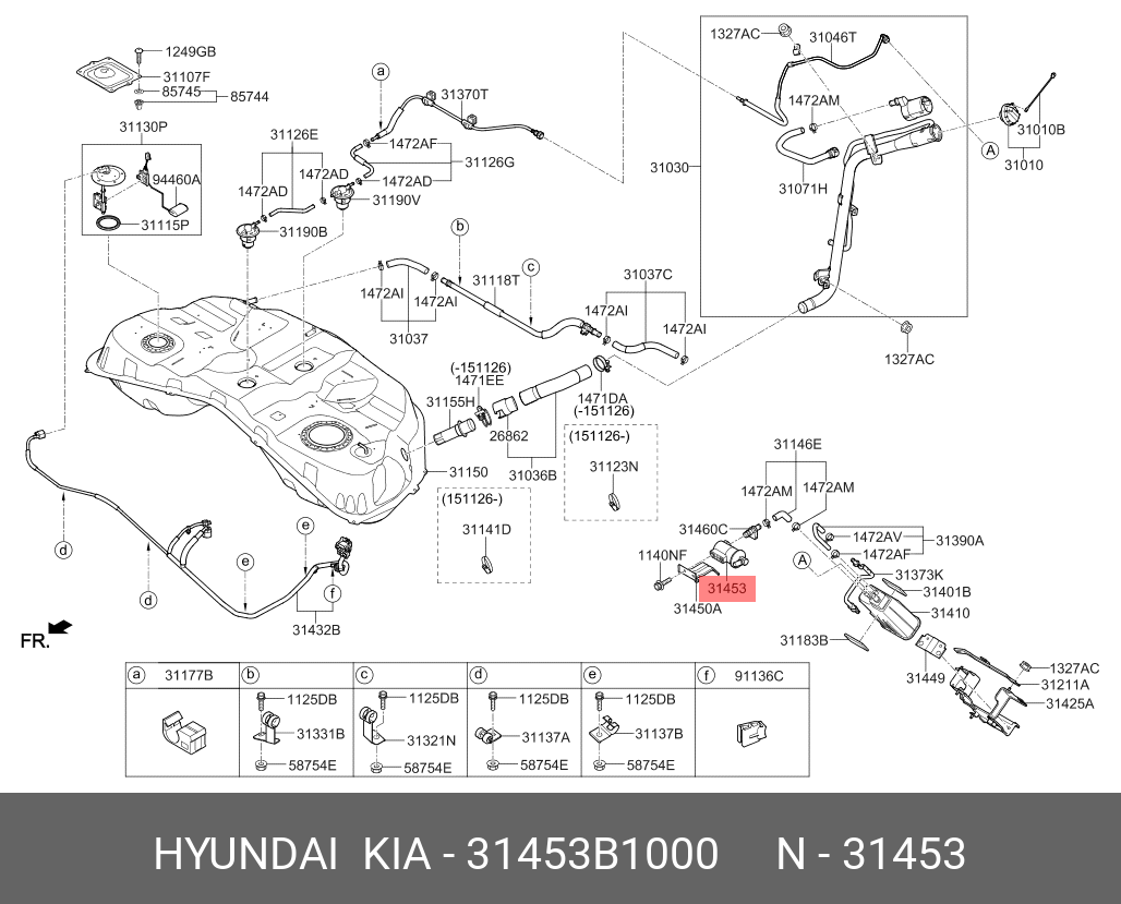 Фильтр воздушный топливного бака - Hyundai/Kia 31453B1000