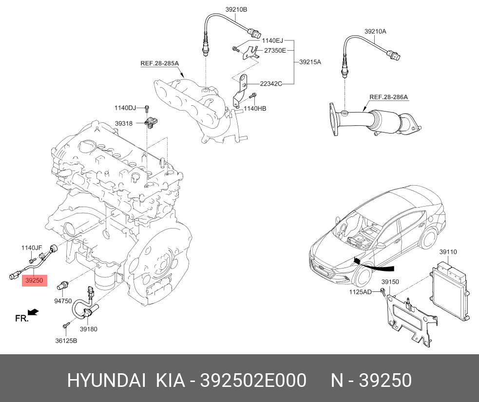 Датчик детонации двигателя не содержит радиоактивных источников излуче - Hyundai/Kia 392502E000