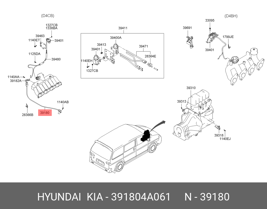 Датчик положения коленвала d4cb - Hyundai/Kia 391804A061