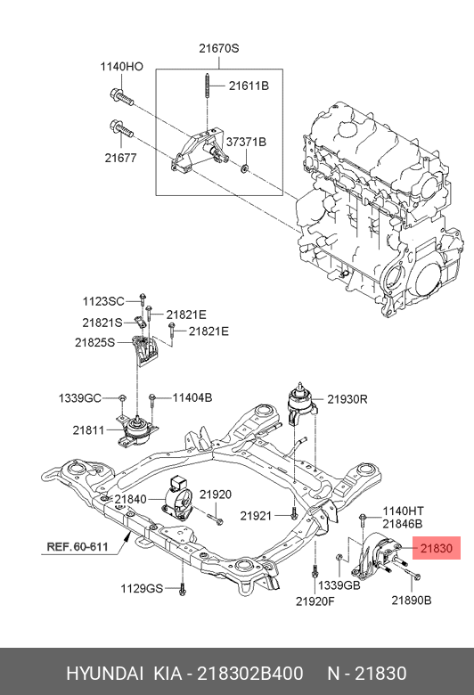 Опора двигателя | лев | - Hyundai/Kia 218302B400