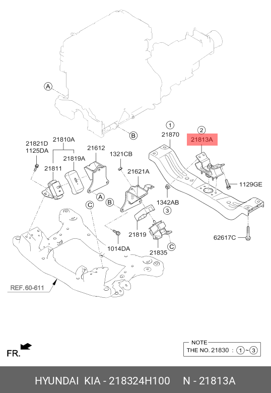 Подушка двигателя - Hyundai/Kia 218324H100