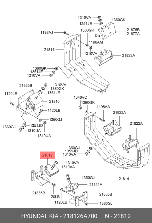 Подушка двигателя #1 - Hyundai/Kia 218126A700