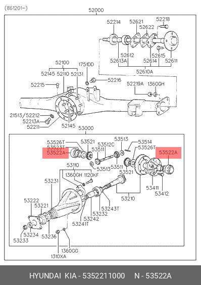 Подшипник дифферинциала - Hyundai/Kia 5352211000