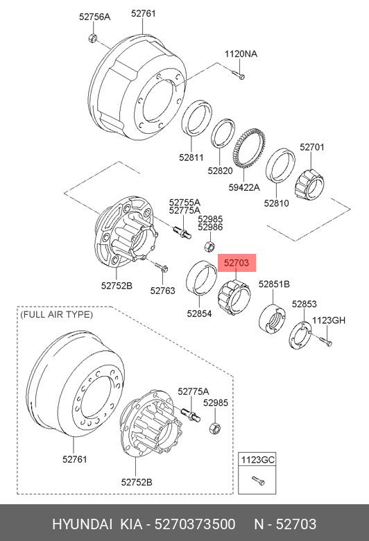 Подшипник ступицы задней наружний хундай hd-120 - Hyundai/Kia 5270373500