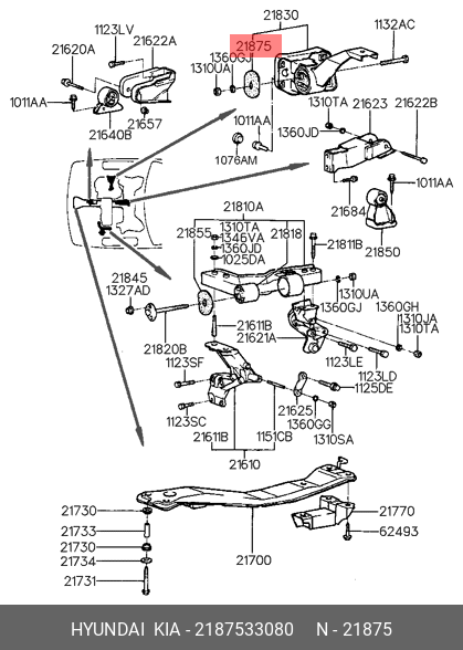 Прокладка подушки двигателя - Hyundai/Kia 2187533080