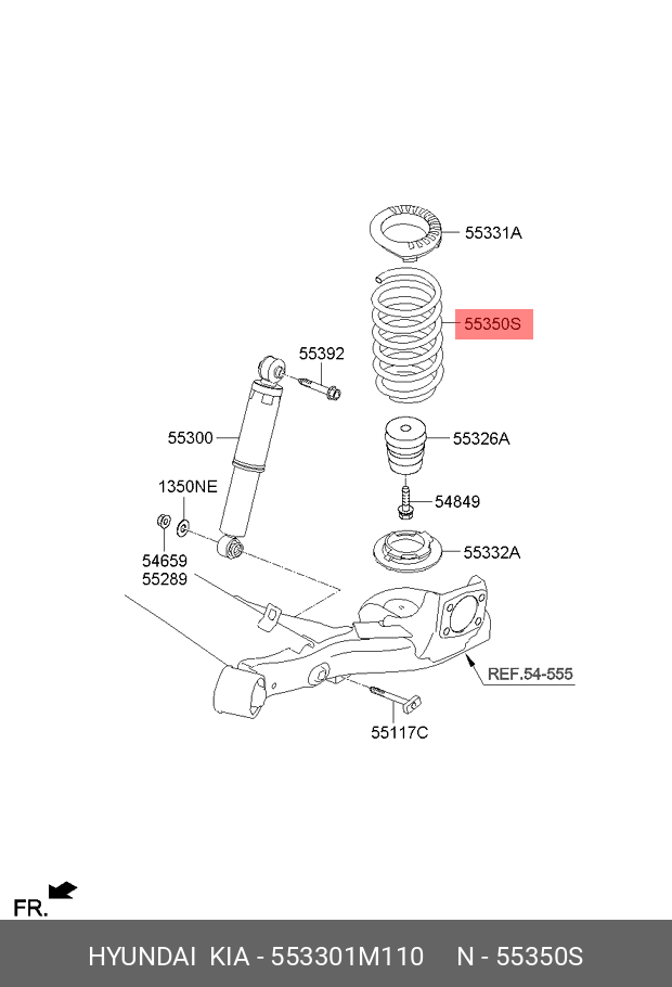 Пружина задняя - Hyundai/Kia 553301M110