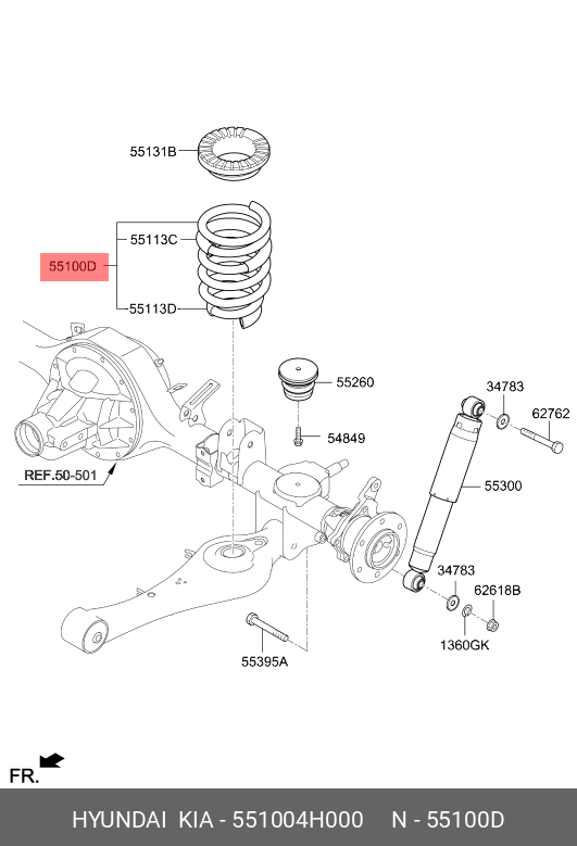Пружина задняя -- h-1 07/grand starex - Hyundai/Kia 551004H000