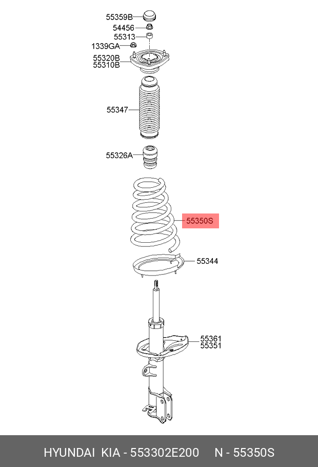Пружина подвески - Hyundai/Kia 553302E200