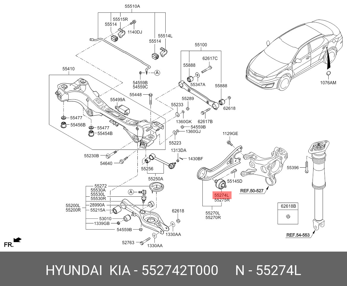 Сайлентблок | зад лев | - Hyundai/Kia 552742T000