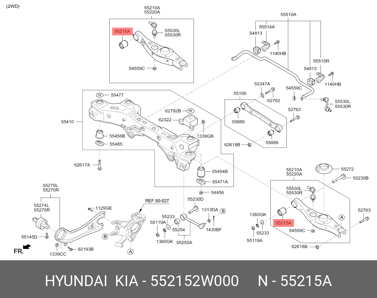 Сайлентблок рычага подвески | зад | - Hyundai/Kia 552152W000