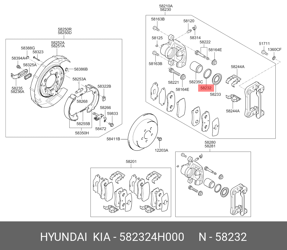 Сальник тормозного суппорта | зад | - Hyundai/Kia 582324H000