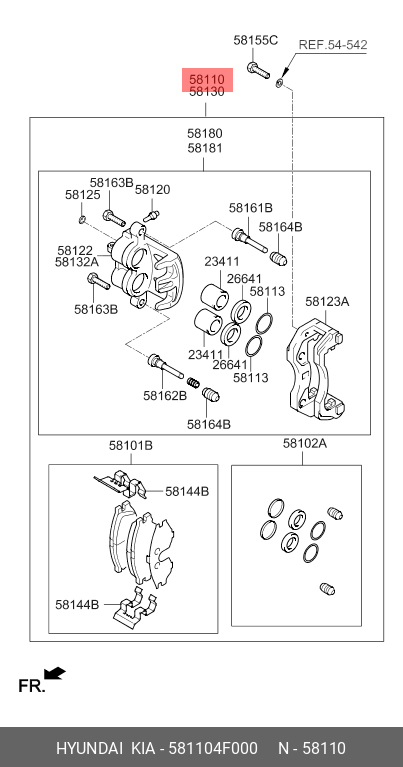 Суппорт передний лв - Hyundai/Kia 581104F000