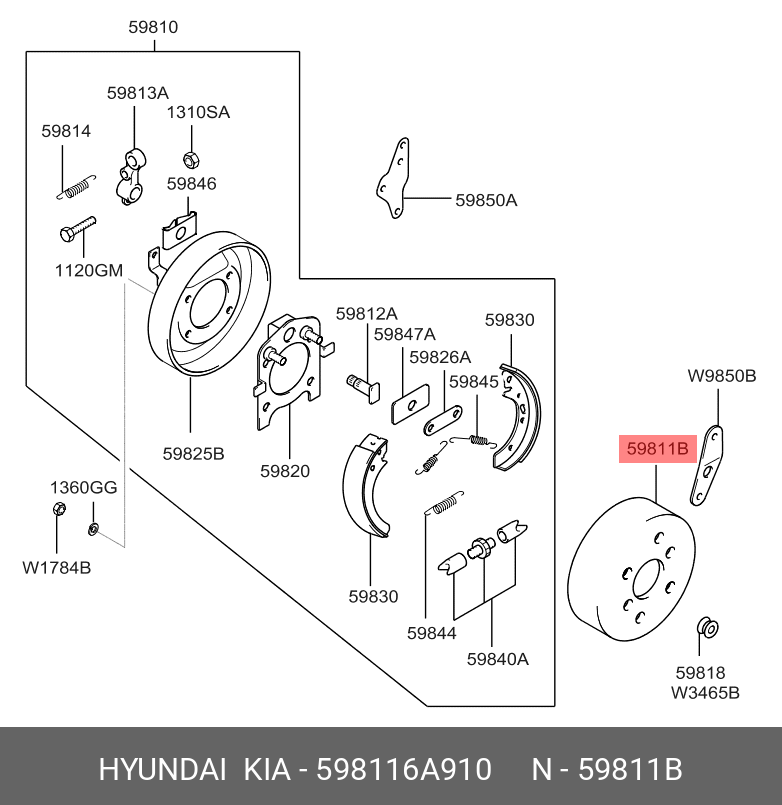 Тормозной барабан - Hyundai/Kia 598116A910
