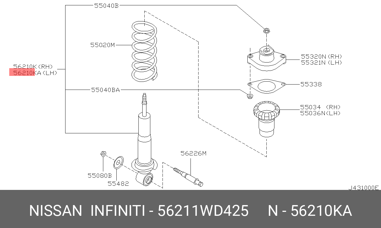 Амортизатор | зад лев | - Nissan 56211-WD425