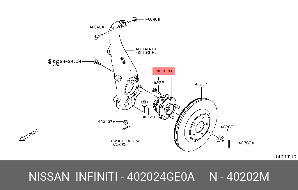 Ступица колеса - Nissan 40202-4GE0A