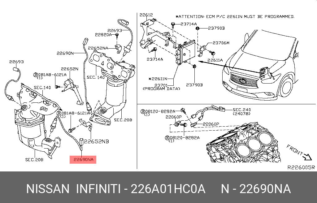 Датчик кислородный jx (l50)  - Nissan 226A0-1HC0A
