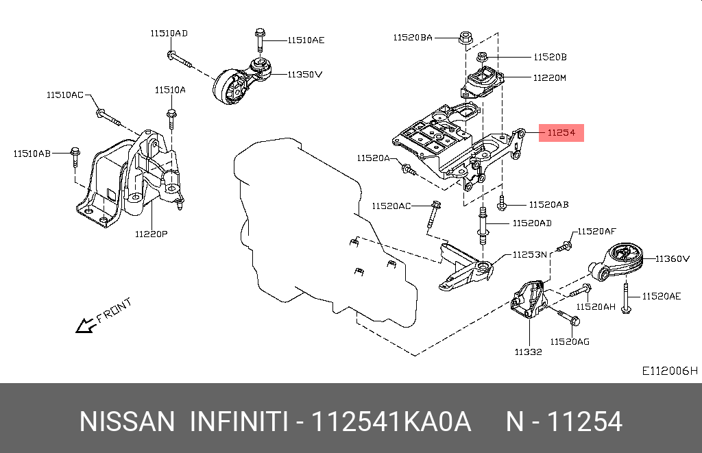 Опора двигателя - Nissan 11254-1KA0A
