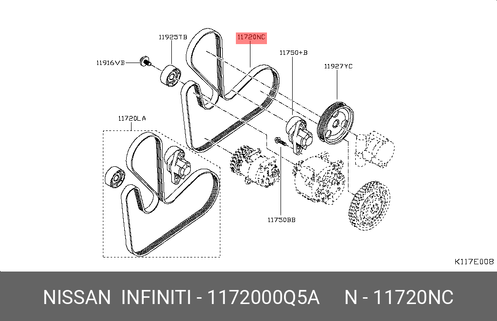 Ремень поликлиновый - Nissan 11720-00Q5A