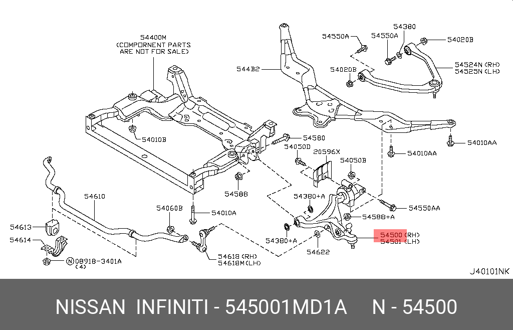 Рычаг передний нижн. правый m (y51) - Nissan 54500-1MD1A