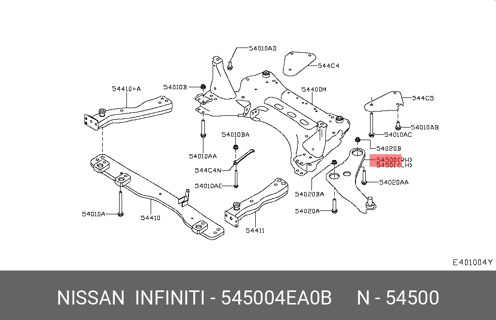 Рычаг подвески | перед прав | - Nissan 54500-4EA0B