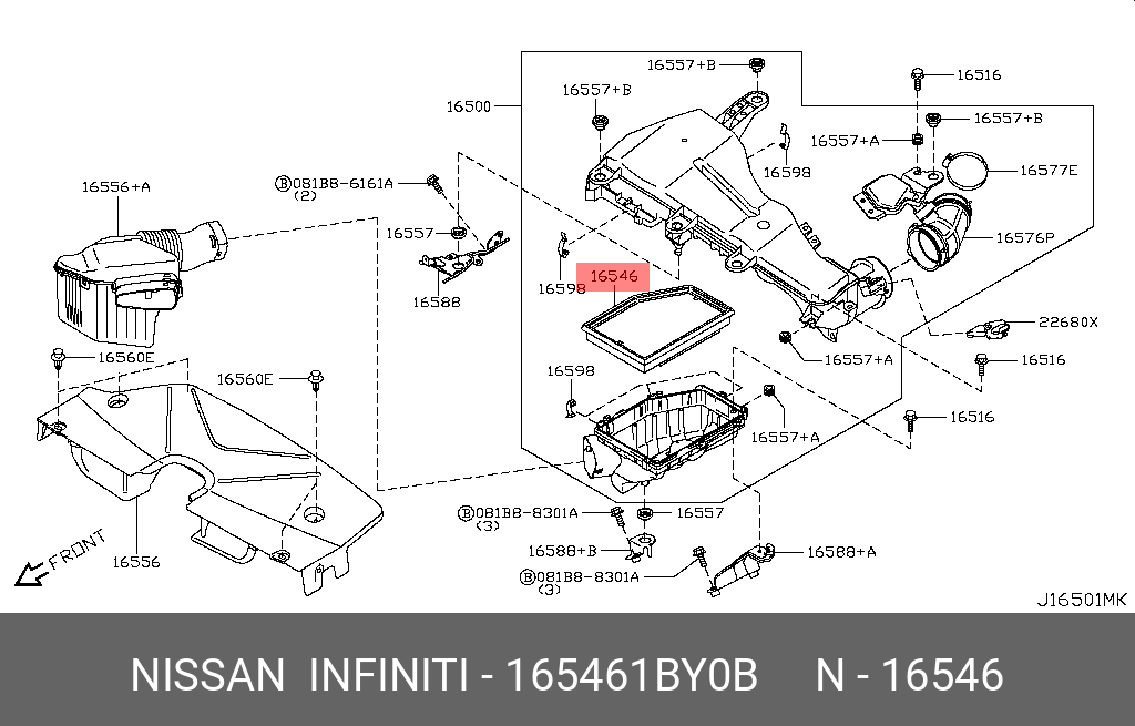 Фильтр воздушный - Nissan 16546-1BY0B