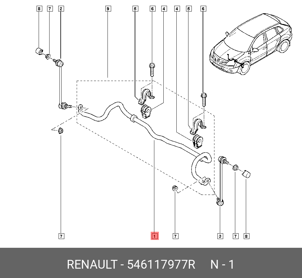 Стабилизатор - Renault 546117977R