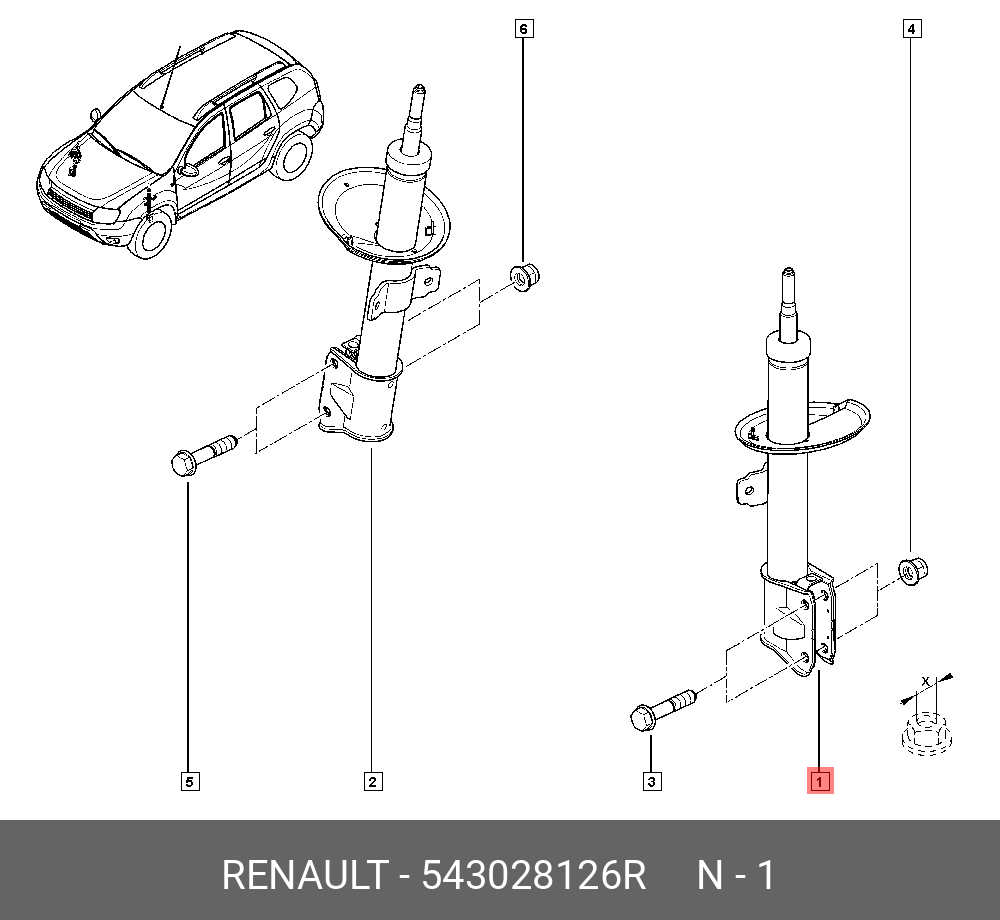 Амортизатор передний | прав/лев | - Renault 543028126R