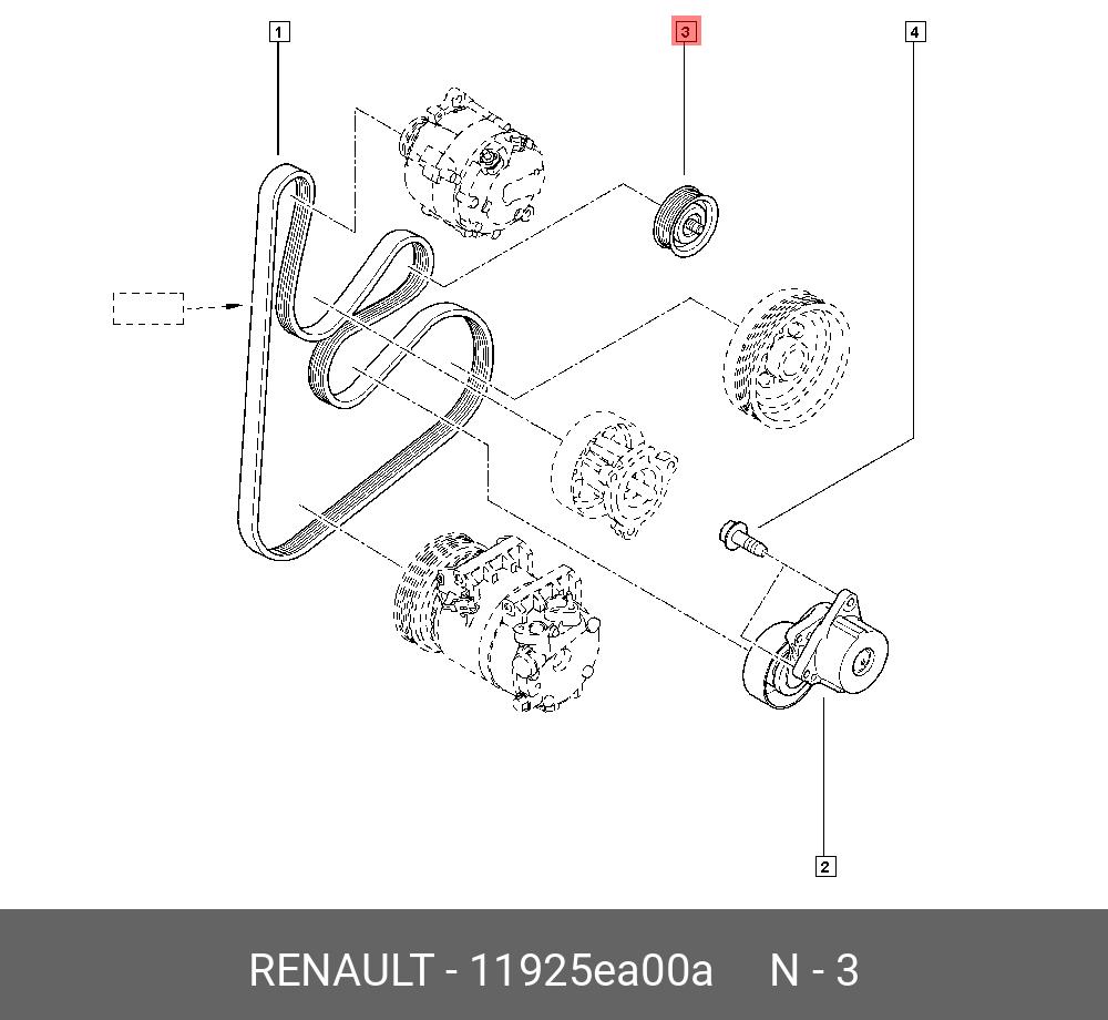 Ролик обводной приводного ремня - Renault 11925EA00A