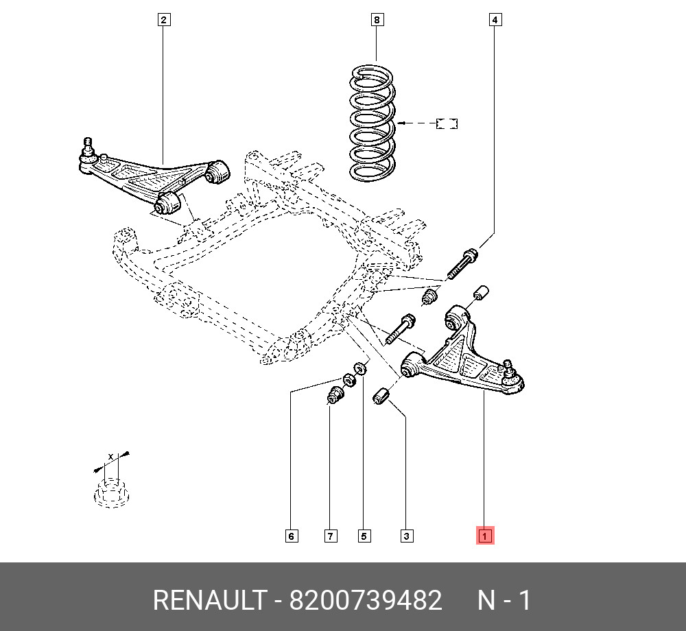 Рычаг пер. подвески (ниж. лев. мет) - Renault 8200739482