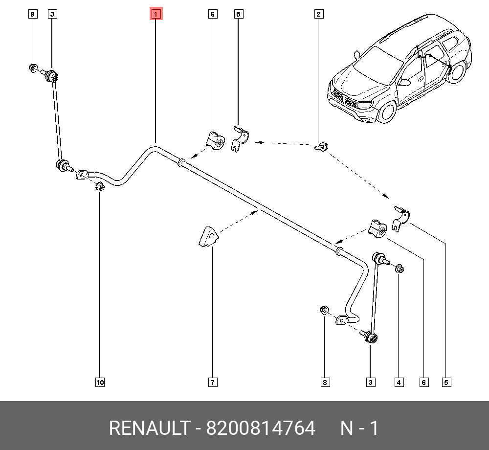 Стабилизатор задний ren duster 4x4 - Renault 8200814764