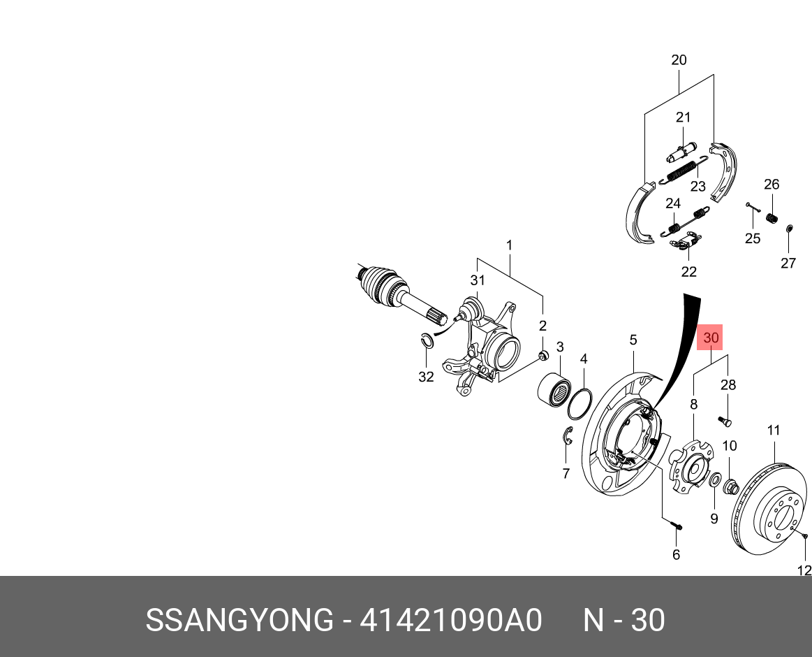 Ступица заднего колеса (multi link) | зад | - Ssangyong 41421090A0