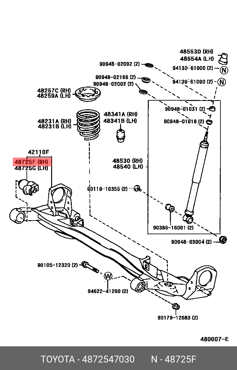 Сайлентблок балки моста - Toyota 48725-47030