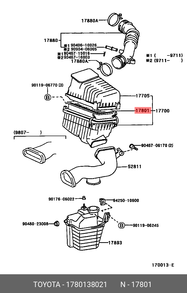 Фильтр воздушный - Toyota 17801-38021