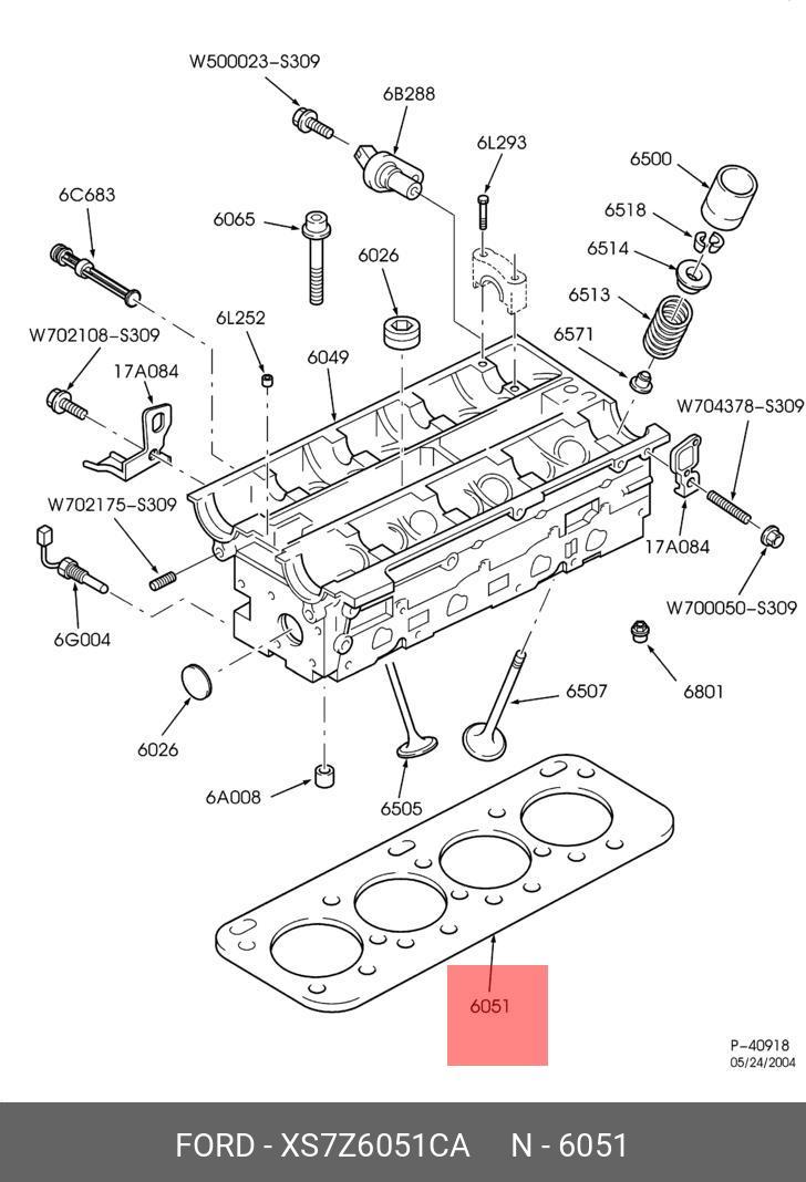 Прокладка головки блока цилиндров - Ford XS7Z 6051-CA