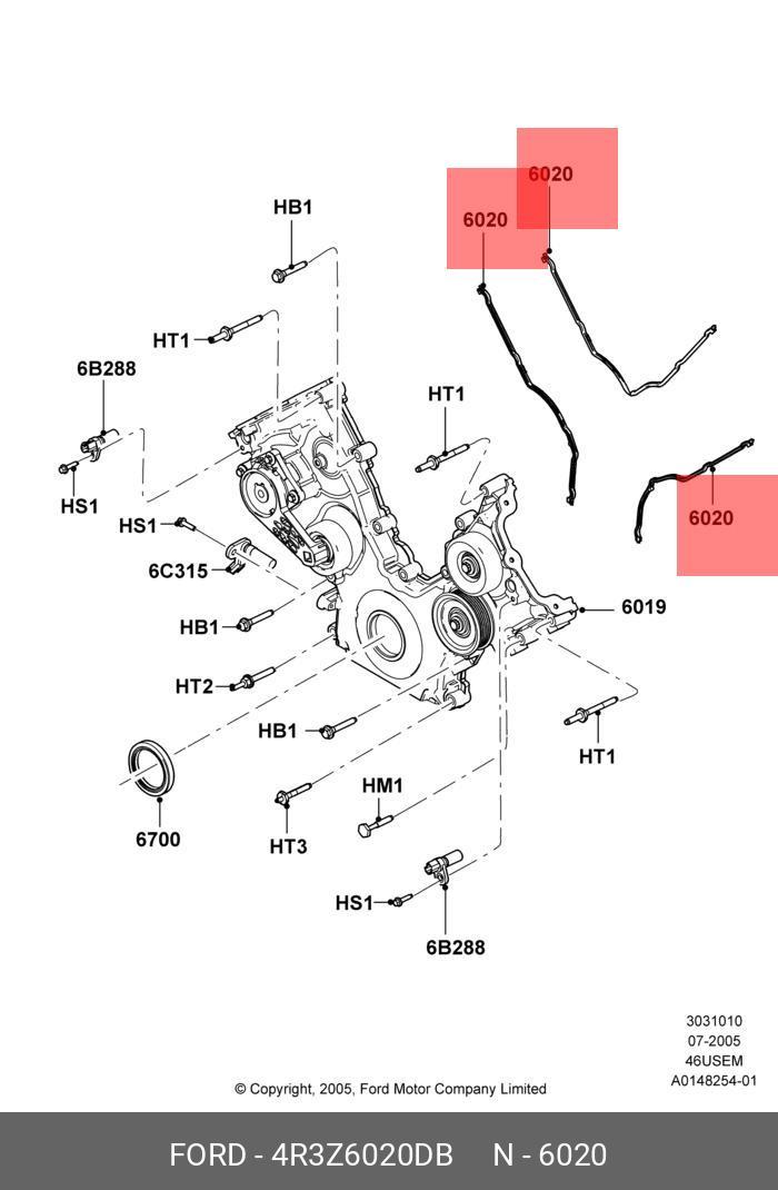 Прокладка передней крышки двигателя левая - Ford 4R3Z 6020-DB