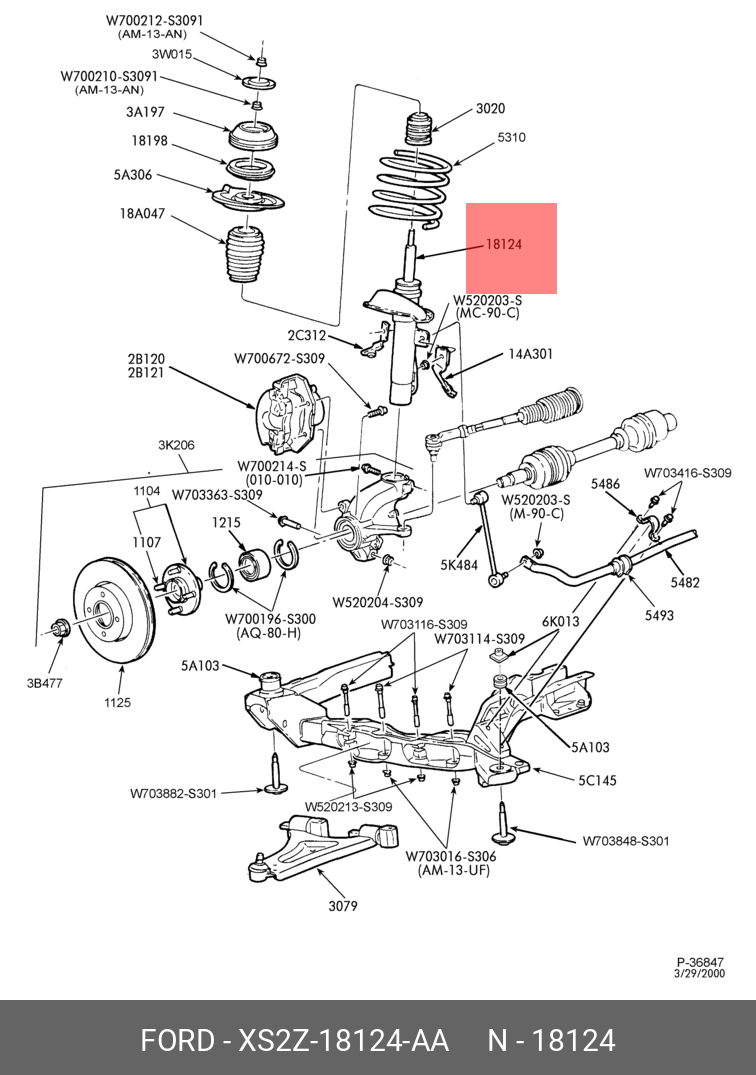 амортизаторы передние - Ford XS2Z18124AA