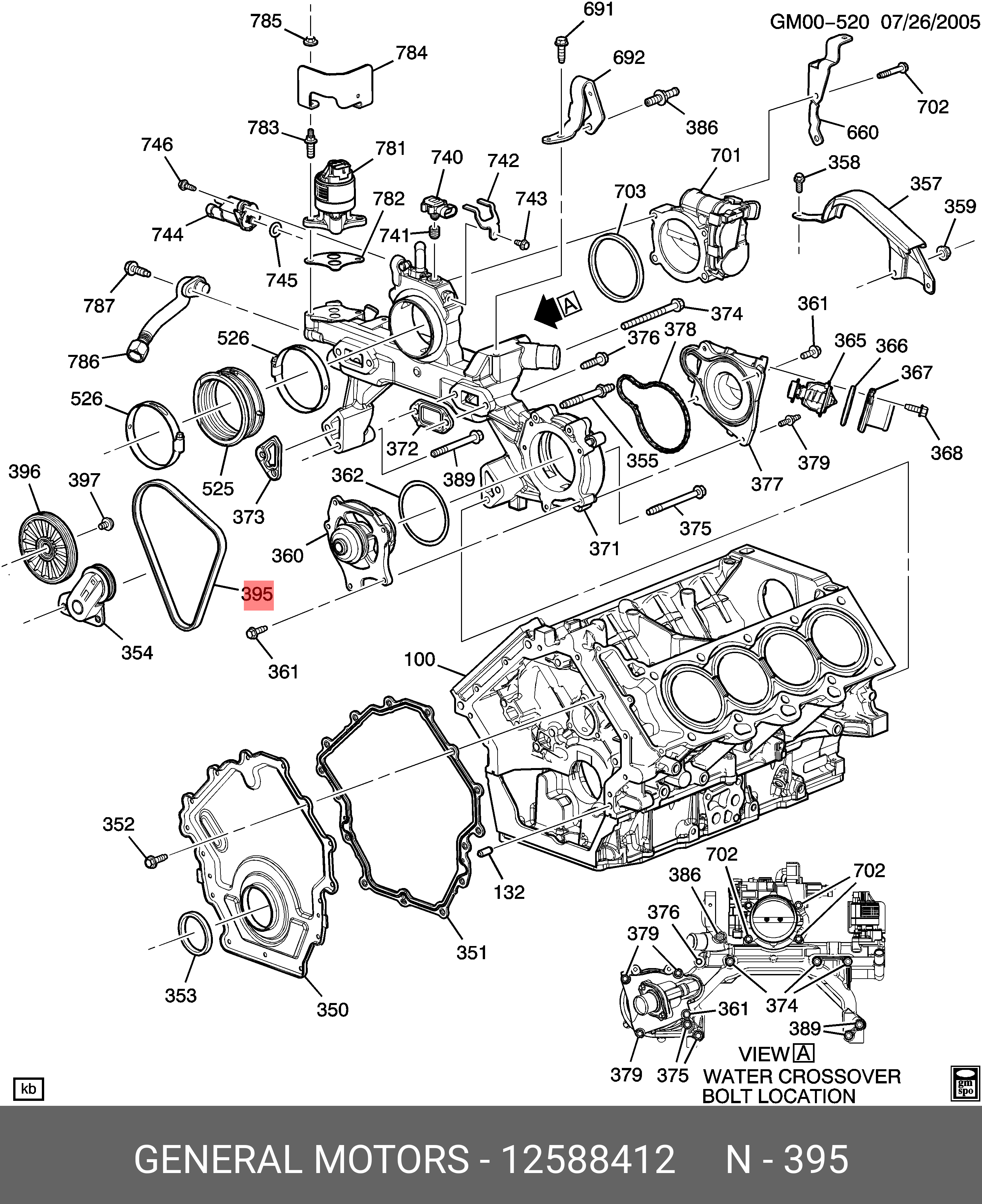 Ремень приводной водяной помпы - GM 12588412