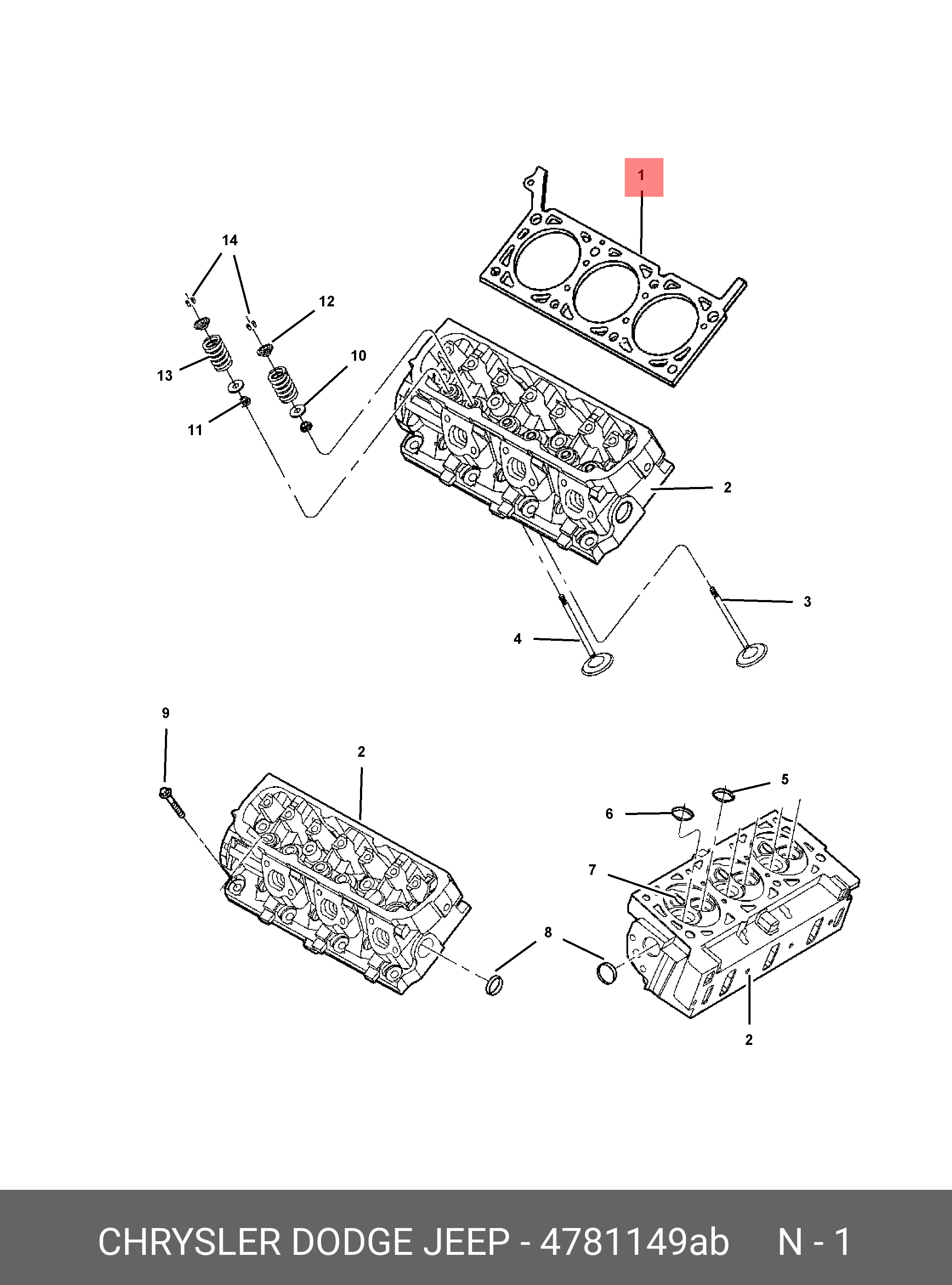 Прокладка головки блока левая - Chrysler 04781149AB
