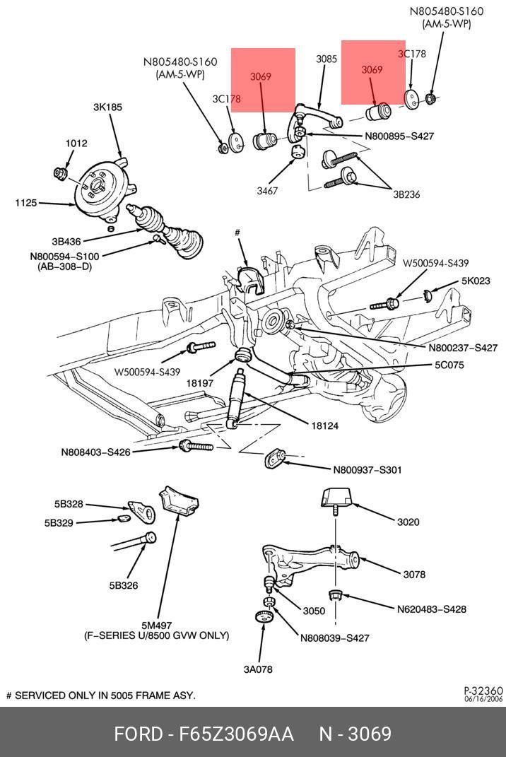 Сайлентблок верхнего рычага - Ford F65Z3069AA