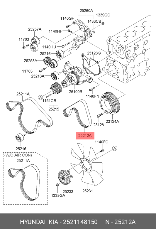 Ремень приводной l75cm Hyundai Kia 2521148150 5173₽