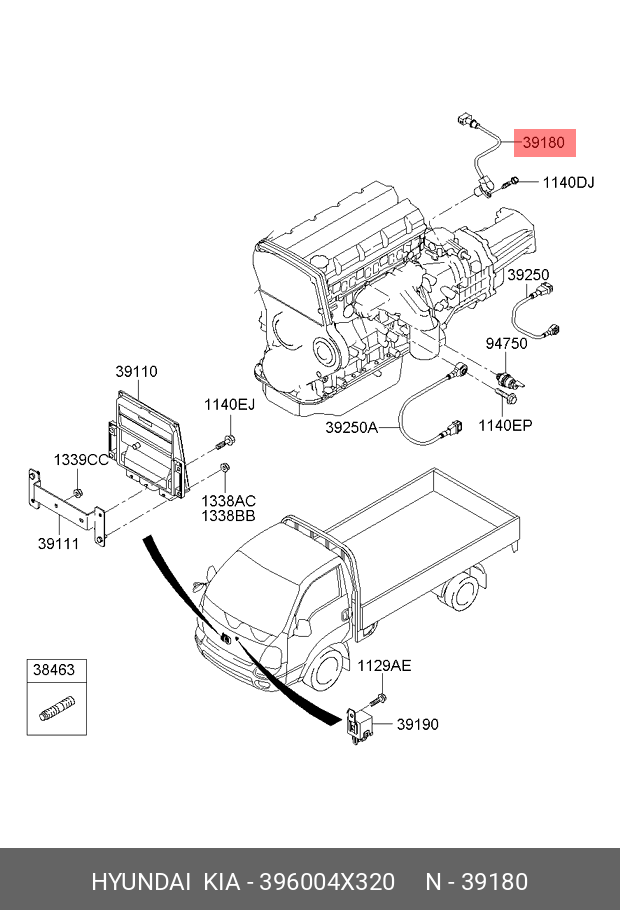 Датчик положения коленвала - Hyundai/Kia 396004X320