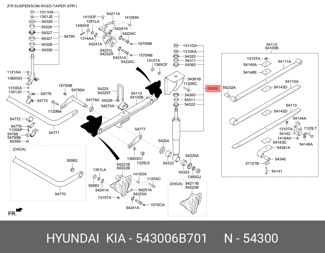Амортизатор передний, в сборе - Hyundai/Kia 543006B701