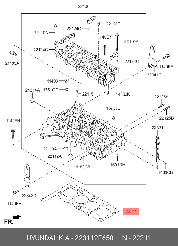 Прокладка головки блока цилиндров - Hyundai/Kia 223112F650